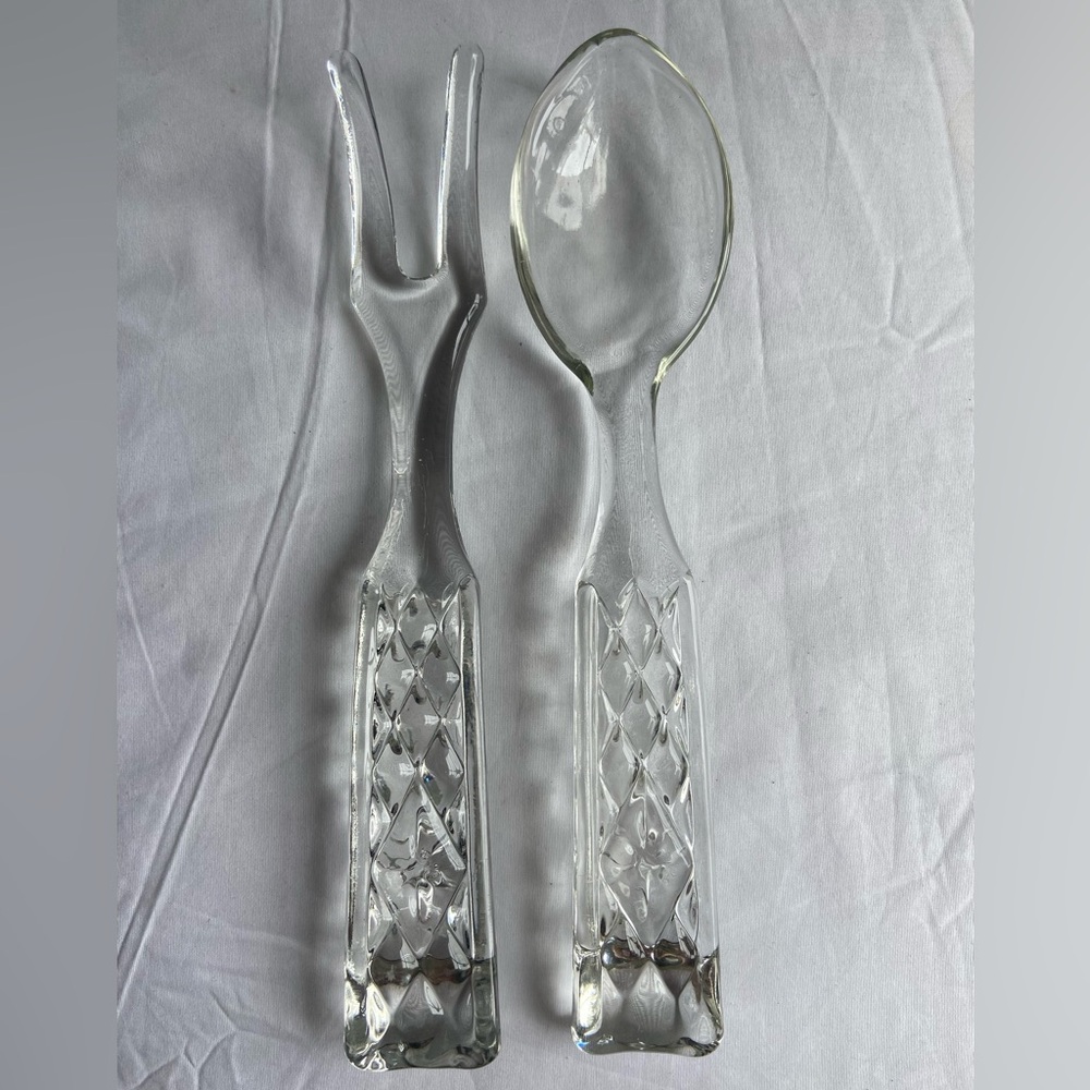 Vintage Anchor Hocking Wexford Glass Fork and Spoon Set